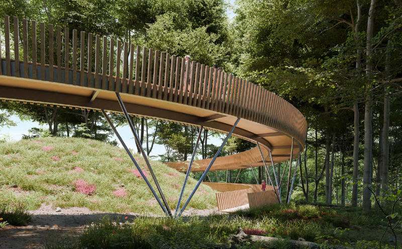 Auf dem Galenberg wird eine Hauptattraktion errichtet: der Waldtempel.