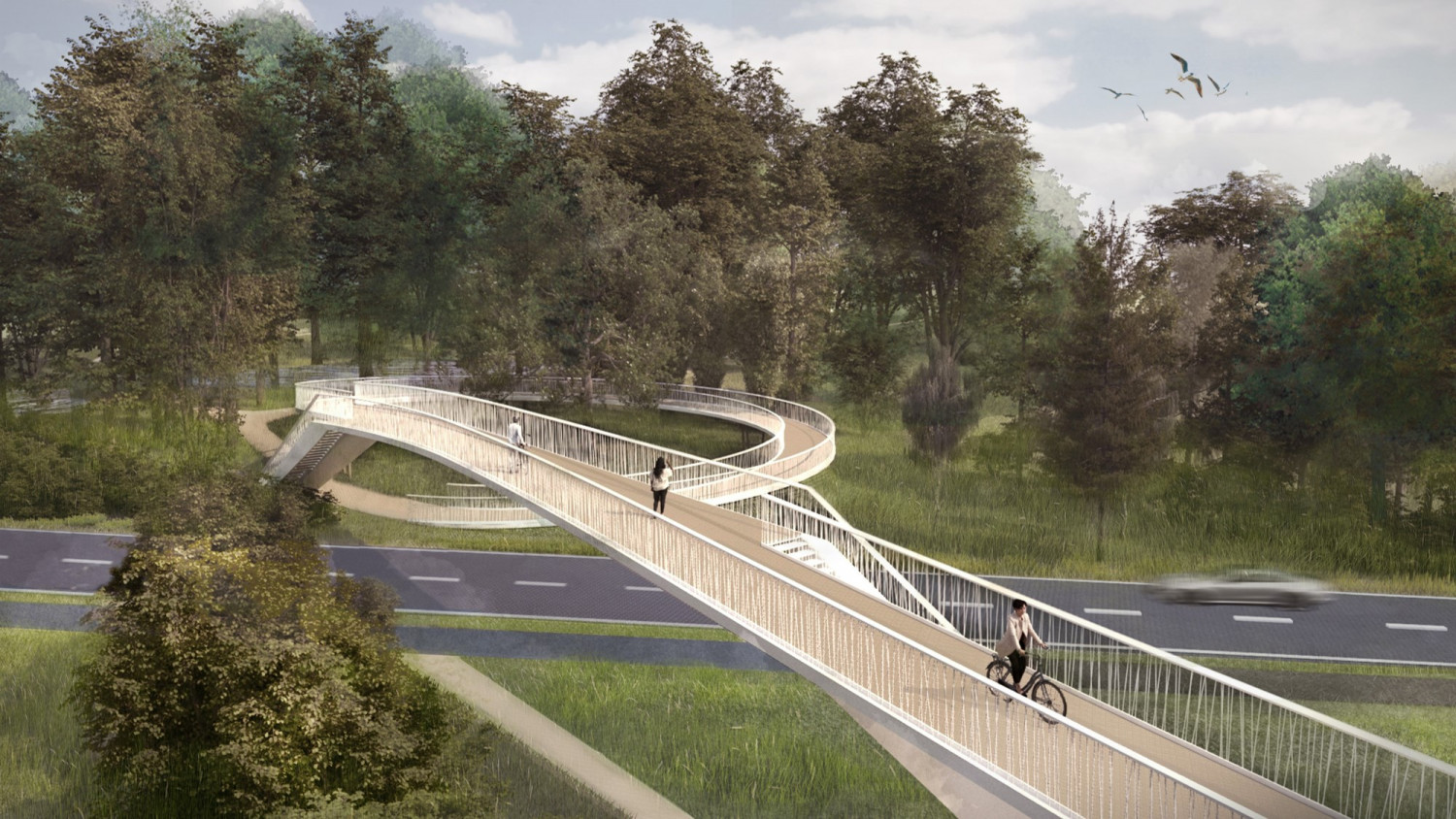 Die beiden durch die Bundesstraße getrennten Teile des Kurparkes sollen durch die Brücke verbunden werden.