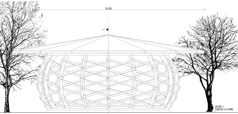 Das Knüppelhäuschen soll im südöstlichen Teil des Kurparkes gebaut werden. Quelle: Sauerzapfe Architekten GmbH